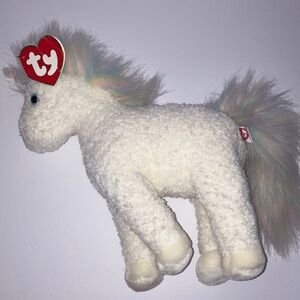 Ty Sparkles Unicorn White Plush with Pastel Mane 10”x12”‎